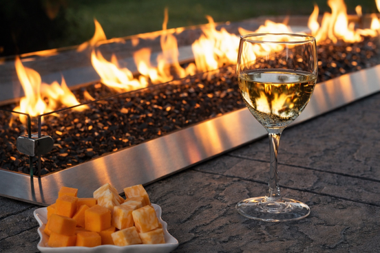 60-Inch Stainless Steel Outdoor Linear Fire Pit with Multicolor LED Lighting