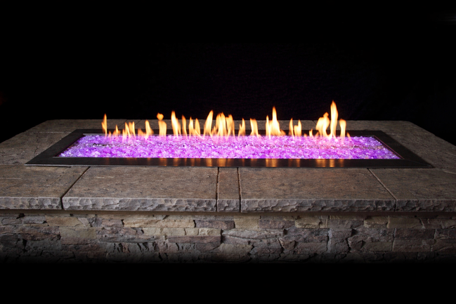 48-Inch Stainless Steel Outdoor Linear Fire Pit with Multicolor LED Lighting