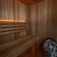 LeisureCraft CT Element Loft Indoor Sauna with wooden interior and glass door, designed for home relaxation.