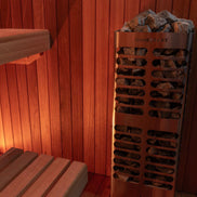 LeisureCraft CT Element Studio Indoor Sauna with glass door and wooden interior for home relaxation and wellness.