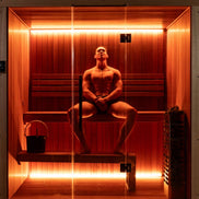 LeisureCraft CT Element Studio Indoor Sauna with wooden interior and glass door, designed for home relaxation and wellness.