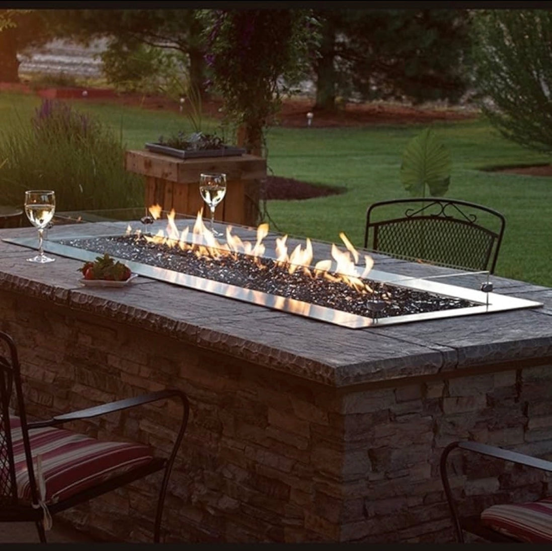 Outdoor Stainless Steel Linear Fire Pit-48”