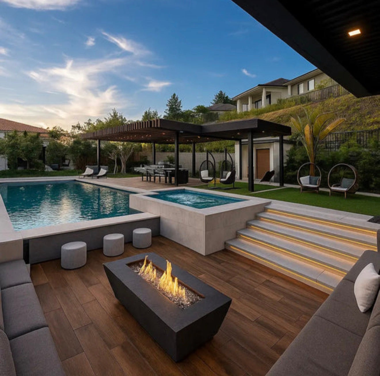 Outdoor Stainless Steel Linear Fire Pit-60”