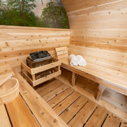 Tranquility MP Panoramic Barrel Sauna – Glass Front | Canadian Timber Collection